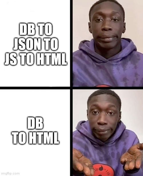 DB to JSON to HTML — or just DB to HTML