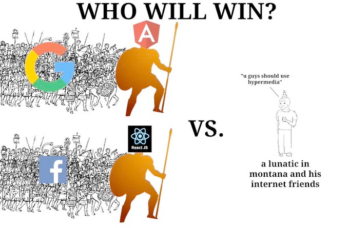 Who Will Win? Angular and React vs a lunatic in Montana and his internet friends